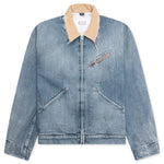Denim Jacket with Corduroy Collar - Light Blue