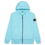 Cotton Hooded Full Zip Sweatshirt - Aqua