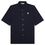 Stripe Button-Up Shirt - Navy/White