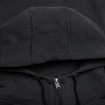 Reverse Applicated Stitch Logo Zipped Hoodie - Washed Black