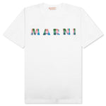 White Cotton T-Shirt With Gingham Logo - Lily White