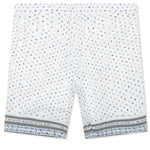 Printed Seersucker Cotton Bermuda Shorts - Cream/Green