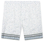 Printed Seersucker Cotton Bermuda Shorts - Cream/Green