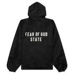 Textured Nylon Hooded Coaches Jacket - Black
