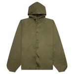 Textured Nylon Hooded Coaches Jacket - Military