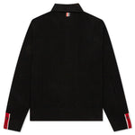 Thom Brown Wide Stripe Mixed Stitch Fine Merino Wool L/S Polo - Black