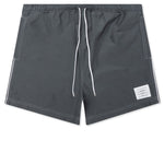 Contrast White Stitching Track Shorts - Med Grey