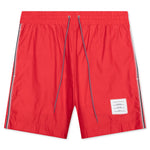Drawcord Waist Swim Short w/ Solid Swim Tech - Red