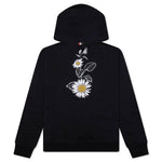Relaxed Fit Hoodie Pullover w/ Broderie Anglaise Flower - Navy