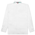 Straight Fit w/ Trompe L'oeil Silk Tie Shirt - White