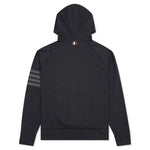 Waffle Raglan Sleeve 4-Bar Zip Hoodie - Charcoal