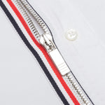 Zip Front Button Down L/S Shirt - Red/White/Blue