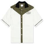 Town and Country Bowling Shirt - Military Green/Off White