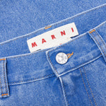 Wide Leg Blue Jeans With High Turn-Up - Cobalt