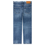 Virgin Wool Denim Trousers With Knitted Patches  - Deep Blue