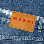Virgin Wool Denim Trousers With Knitted Patches  - Deep Blue