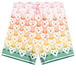 Unisex Silk Shorts With Drawstrings - Heart Monogram Gradient
