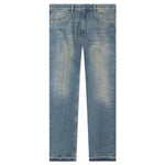 Unpicked Hem Straight Fit Pant - Medium Blue