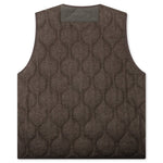 Wool Herringbone Quilted Vest - Khaki