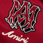 Vintage Patch Varsity Bomber Jacket - Red