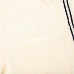 Weave Trim Button Up Shirt - Cream