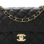 Lambskin Quilted Mini Rectangular Flap Black