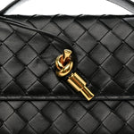 Nappa Intrecciato Long Andiamo Top Handle Clutch Black