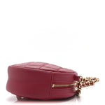 Lambskin Quilted Round Clutch With Chain Pink