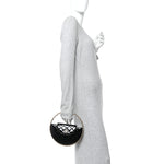 Patent Calfskin Quilted Chain Hoop Bag Black