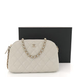 Caviar Quilted Classic Clutch With Chain Light Grey