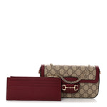 GG Supreme Monogram Azalea Calfskin Horsebit 1955 Mini Bag Beige Ebony Rosso Ancora