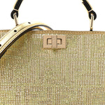 Crystal Vitello Laminato FF Petite Peekaboo I SEE U Satchel Crystal Platinum Light Gold