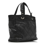Coated Canvas Quilted Large Paris Biarritz Tote Black