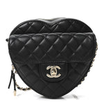 Lambskin Quilted CC In Love Heart Bag Black