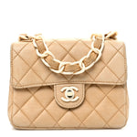 Lambskin Quilted Bekko Resin Mini Square Flap Beige