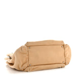 Lambskin Stitched Accordion Flap Tote Beige