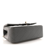 Lambskin Quilted Mini Top Handle Rectangular Flap Dark Grey
