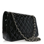 Patent Quilted Jumbo Double Flap Black