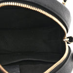 Caviar Quilted Round Filigree Crossbody Black