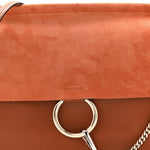 Suede Calfskin Medium Faye Shoulder Bag Tobacco