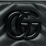 Calfskin Matelasse Monochrome Small GG Marmont Chain Shoulder Bag Black