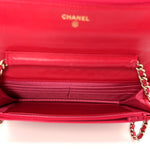 Lambskin Micro Quilted Wallet On Chain WOC Fuchsia