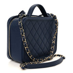 Caviar Quilted Medium CC Filigree Vanity Case Navy