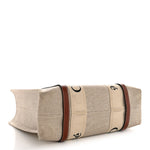 Cotton Calfskin Medium Woody Ribbon Tote White Brown
