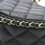 Lambskin Quilted Small Hobo Bag Black