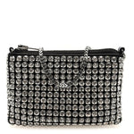 Mesh Crystal Rhinestone Nano Heiress Shoulder Bag Black Silver