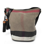 Canvas Mega Check Medium Ashby Bucket Bag Brown