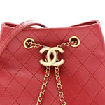 Calfskin Stitched Small Egyptian Amulet Drawstring Bag Red