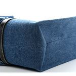 Denim Calfskin Large Braided Woody Ribbon Tote  Blue