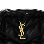 Lambskin Quilted Small Loulou Puffer Monogram Chain Satchel Black